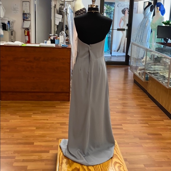 Silver bridesmaid dress with metal neck strap - Picture 4 of 8
